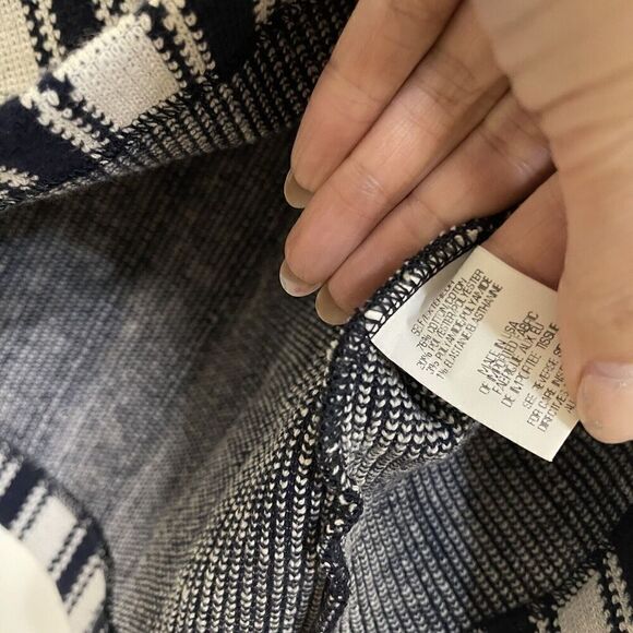 THEORY navy white knitted striped sleeveless tank top size medium - Picture 4 of 5